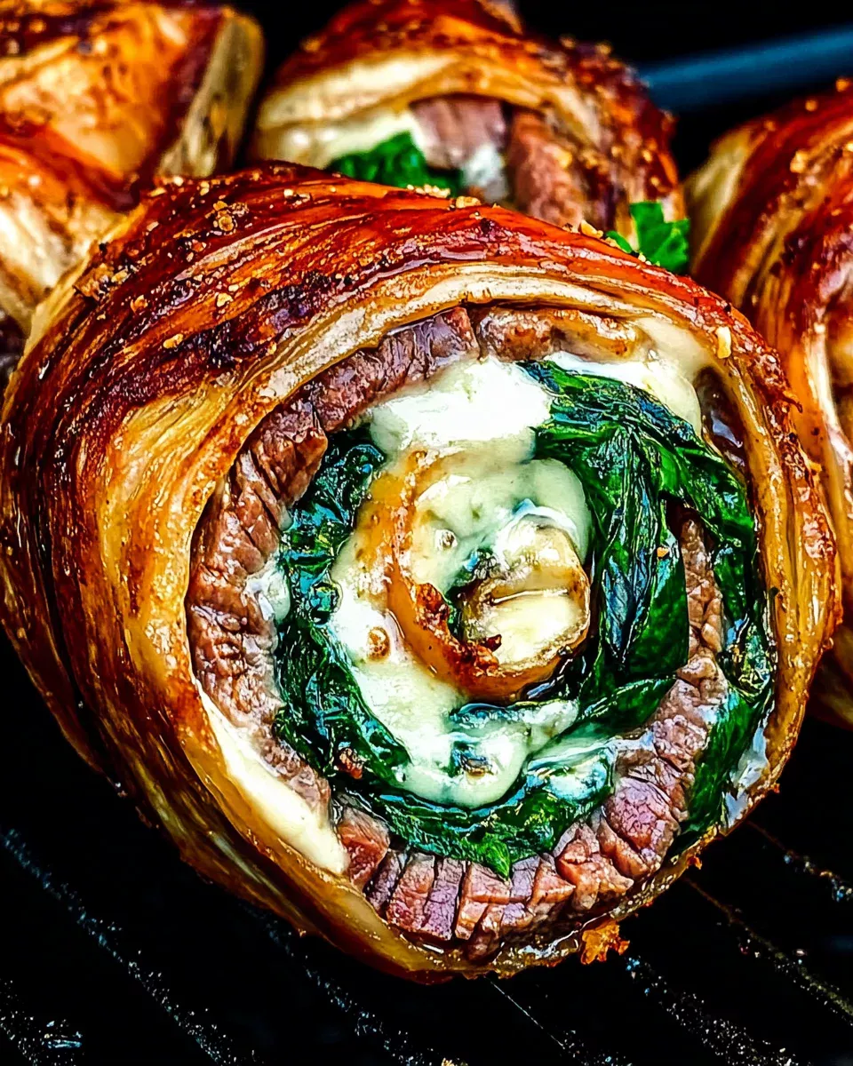 Flank Steak Pinwheels with Spinach and Cheese