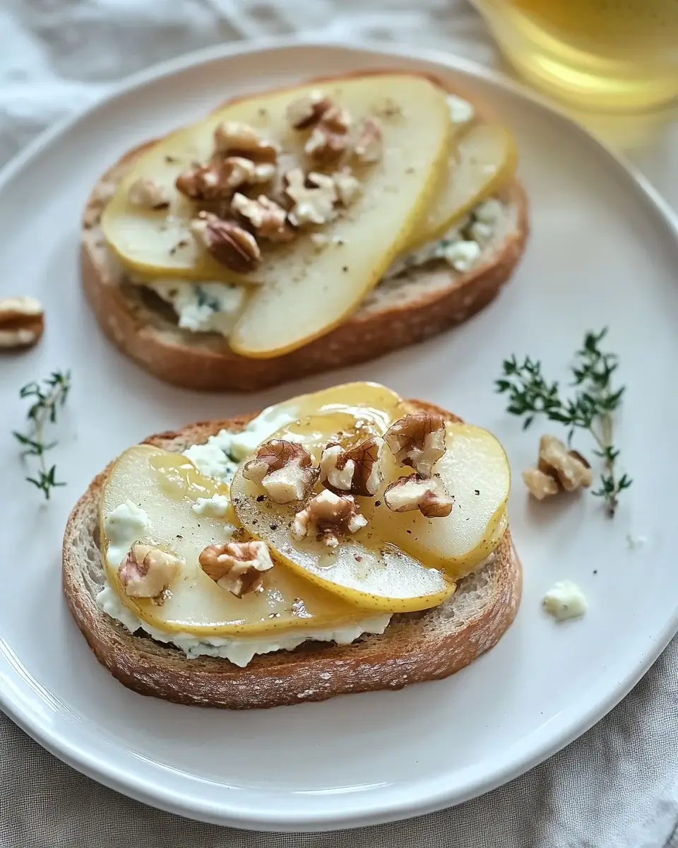 Pear and Gorgonzola Toasts with Walnuts for Perfect Appetizer
