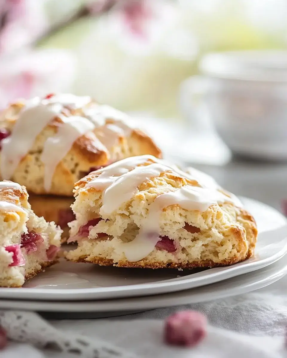 Rhubarb Scones with Vanilla Glaze Recipe are delightful!