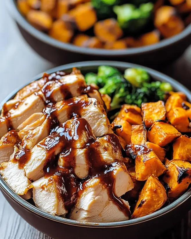 BBQ Chicken and Roasted Sweet Potato Bowls Made Easy!