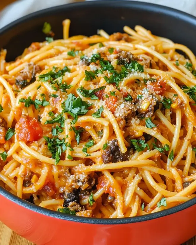 Cheesy Taco Spaghetti: A Delicious Twist on Dinner