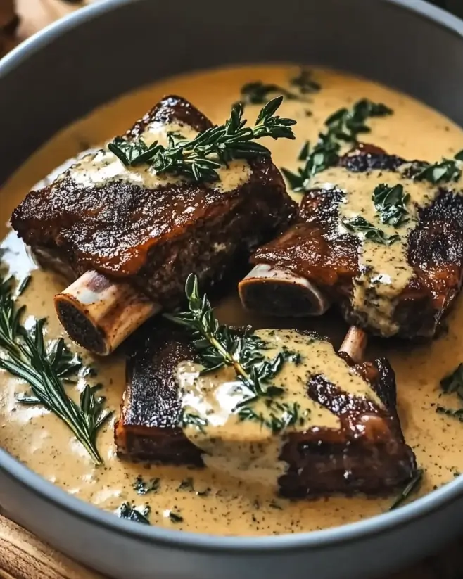 Braised Short Ribs with Creamy Herb Sauce: A Must-Try!
