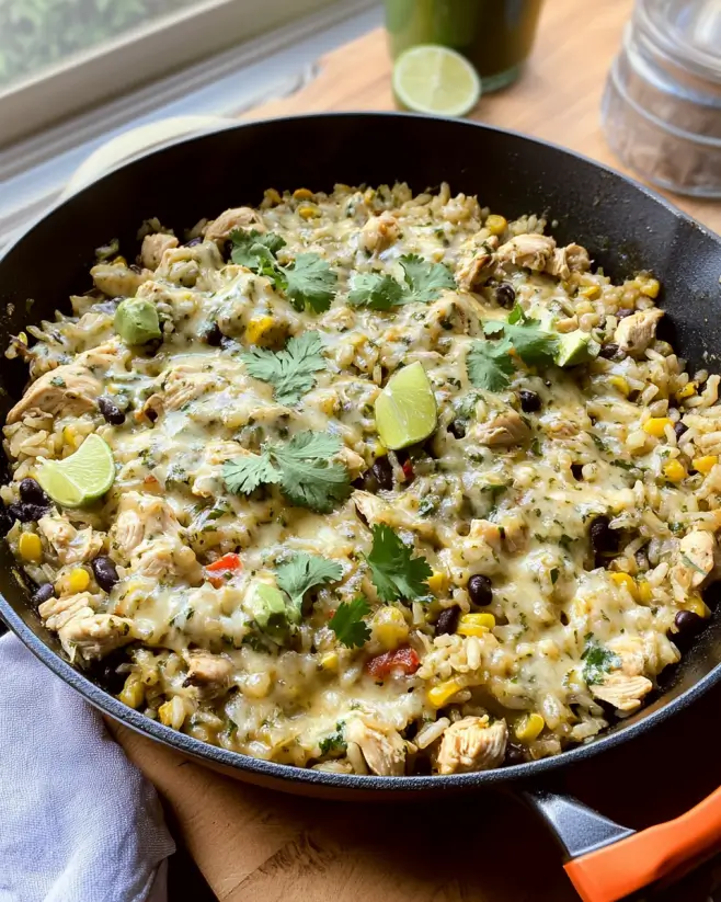 Green Salsa Chicken Rice Skillet: A Flavorful One-Pan Dish!