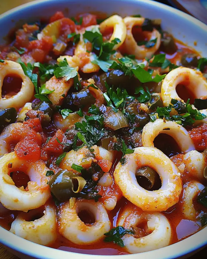Spicy Calamari Puttanesca: A Flavorful Seafood Dish!