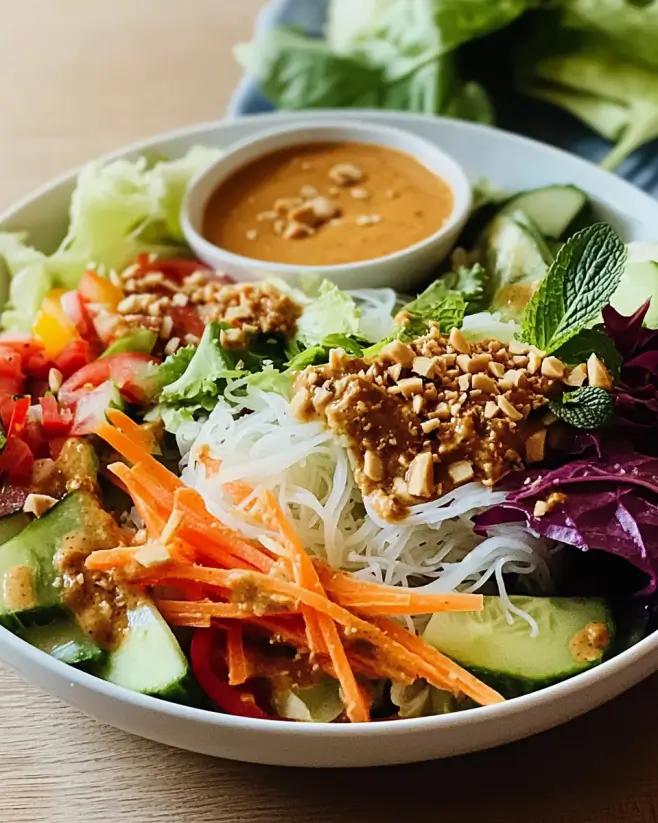 Spring Roll Salad with Creamy Peanut Dressing is Amazing!