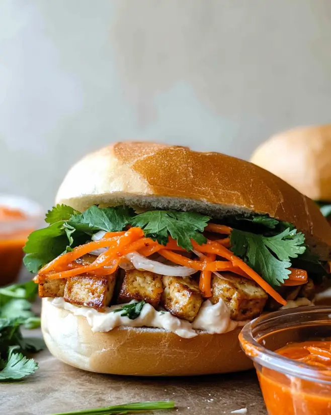 Tofu Banh Mi with Sriracha Aioli: A Flavorful Delight!