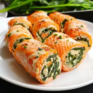 Spinach & Feta Stuffed Salmon Pinwheels