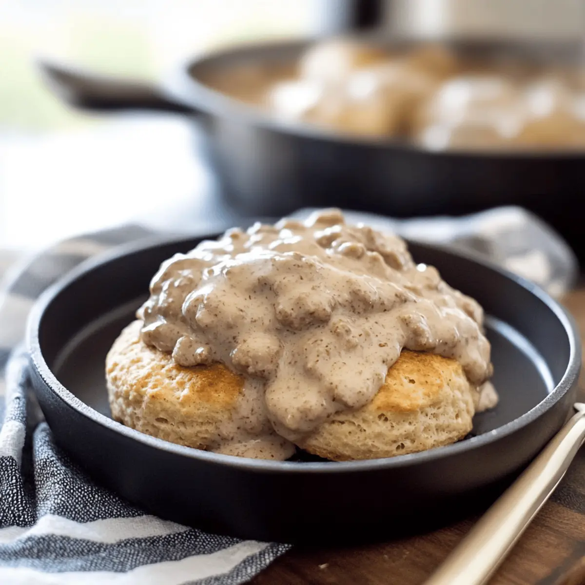 Biscuits and Gravy with Maple Sausage Gravy