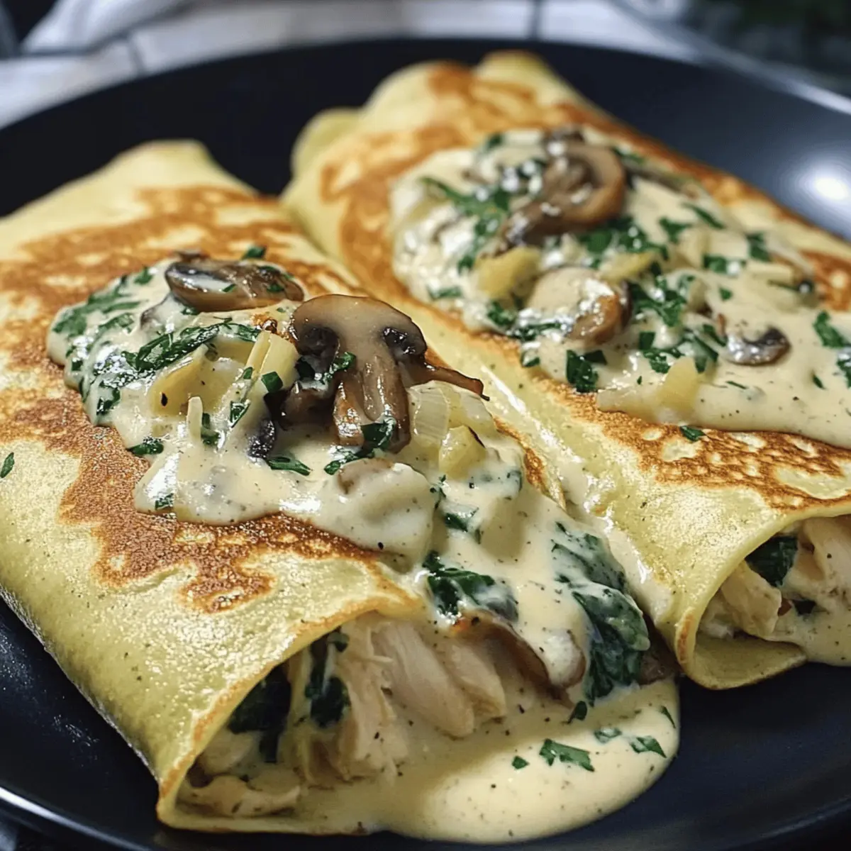 Spinach Mushroom Chicken Crepes for Cozy Comfort Food Nights