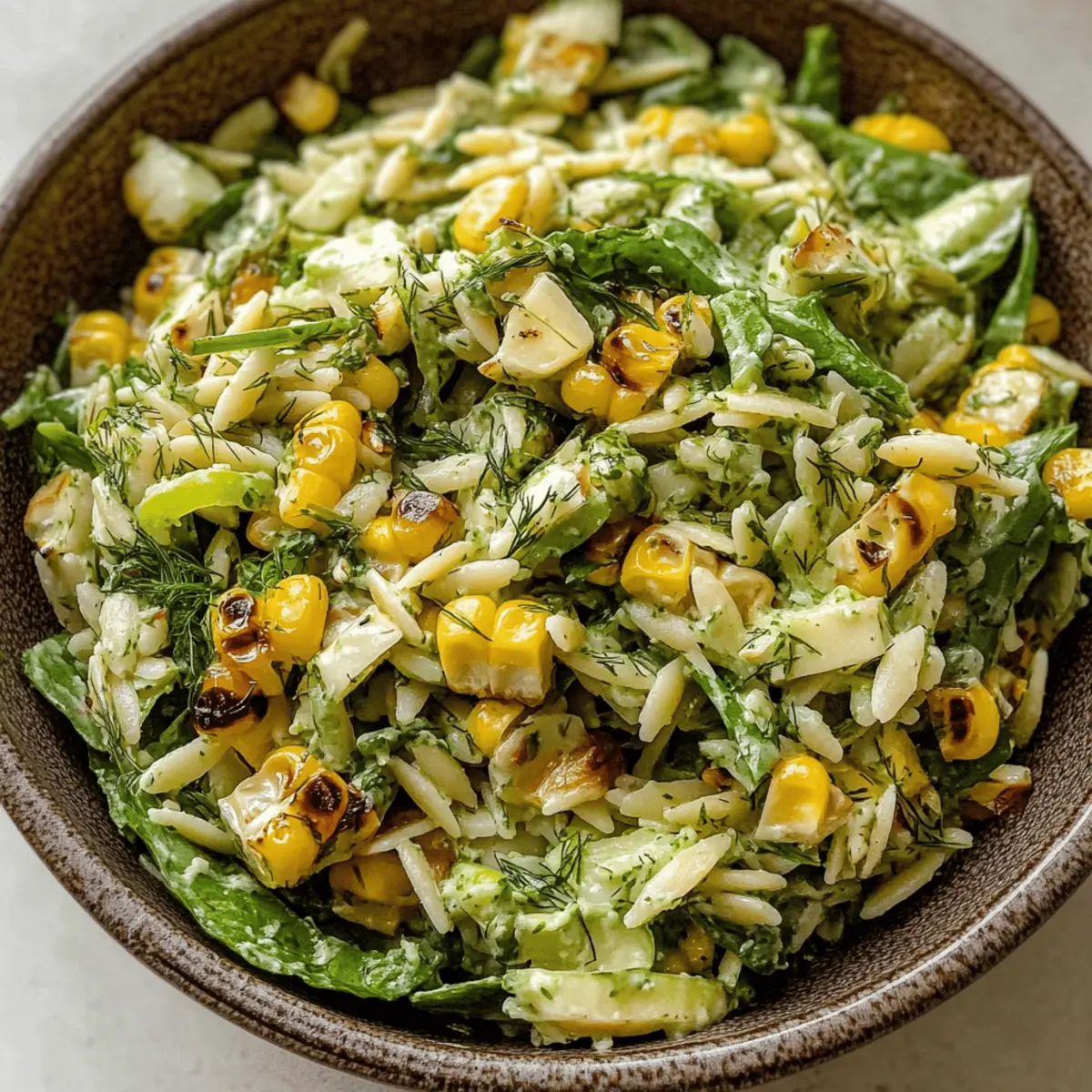 Grilled Corn Orzo Salad with Scallion Dill Dressing Yum!