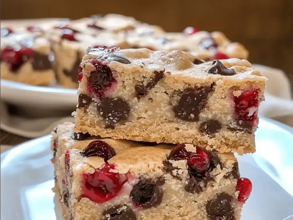 Chocolate Chip Maraschino Cherry Shortbread Bars
