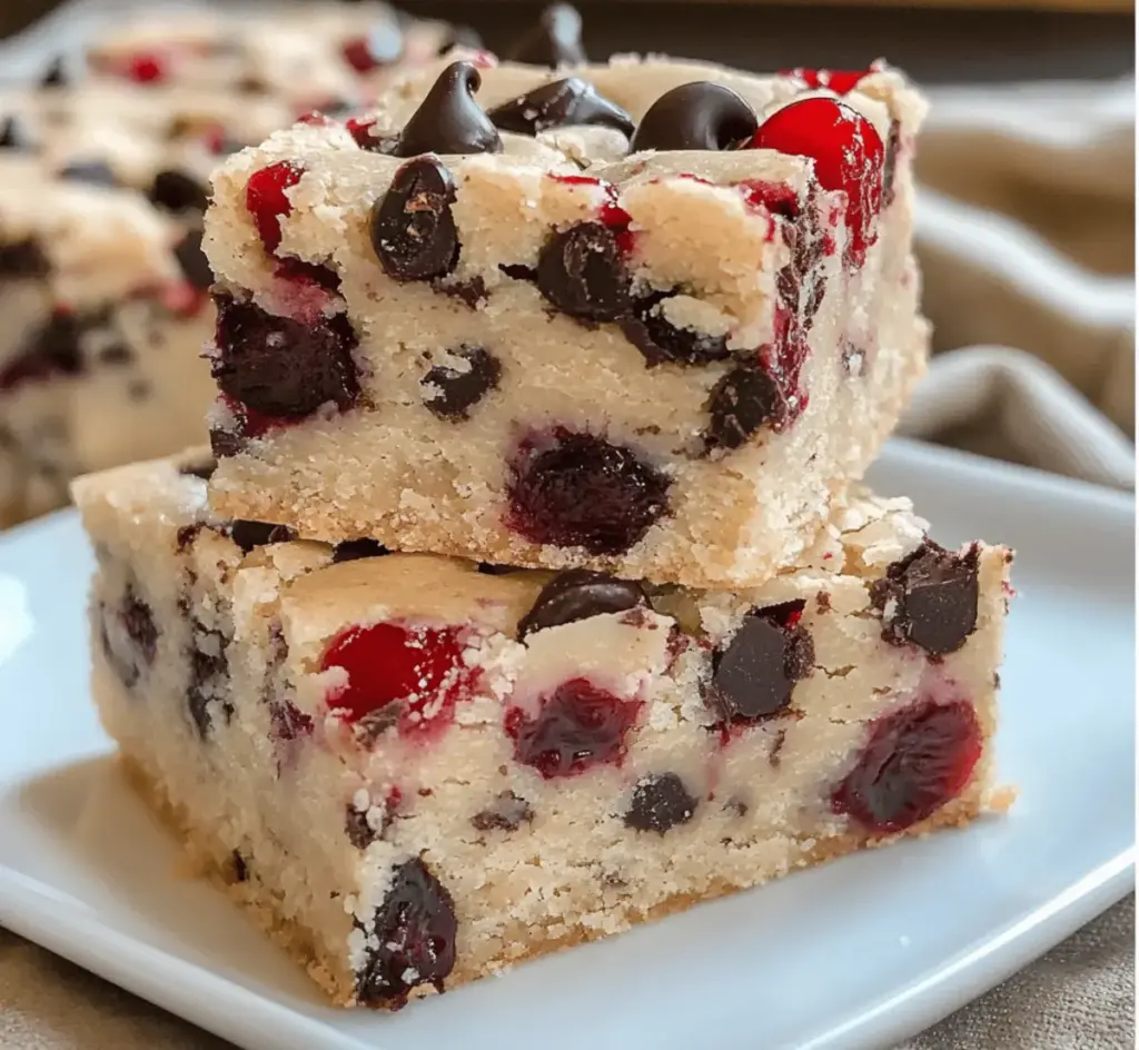 Chocolate Chip Maraschino Cherry Shortbread Bars