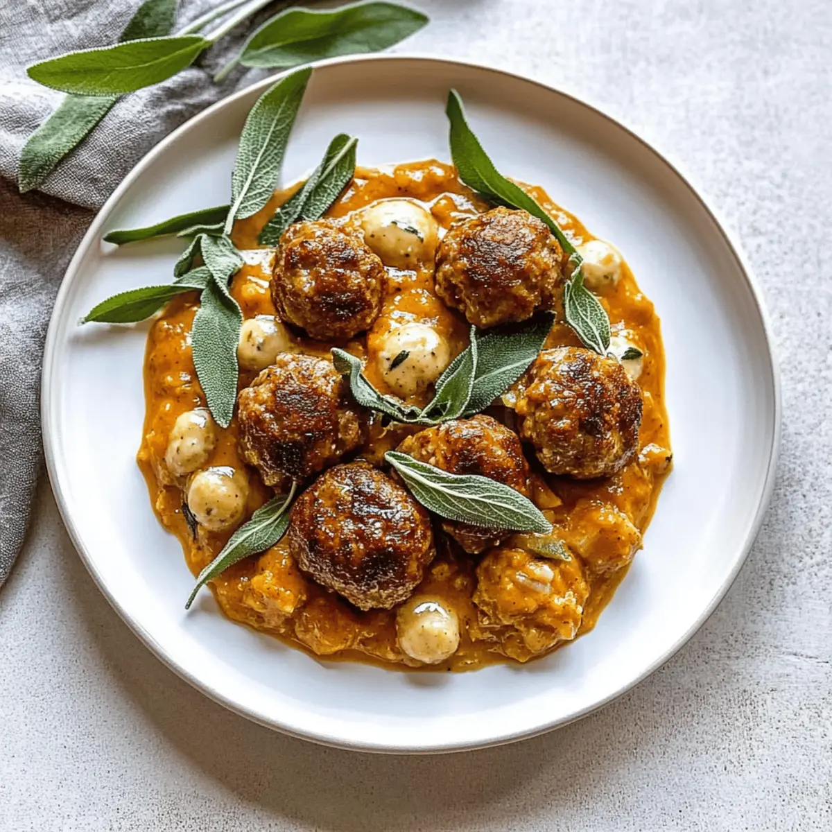 Meatballs in Pumpkin Sage Sauce