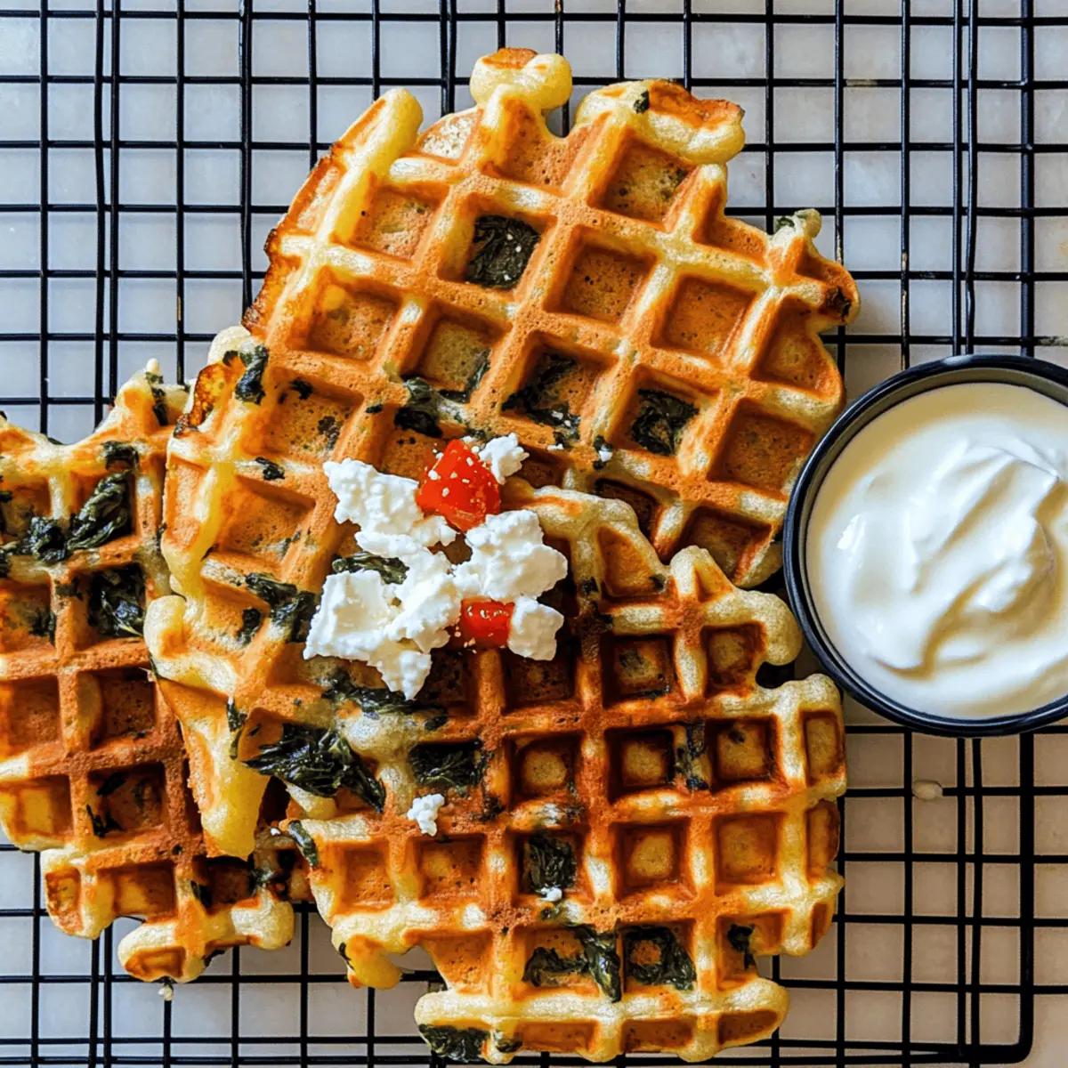 Savory Spinach Waffles With Feta
