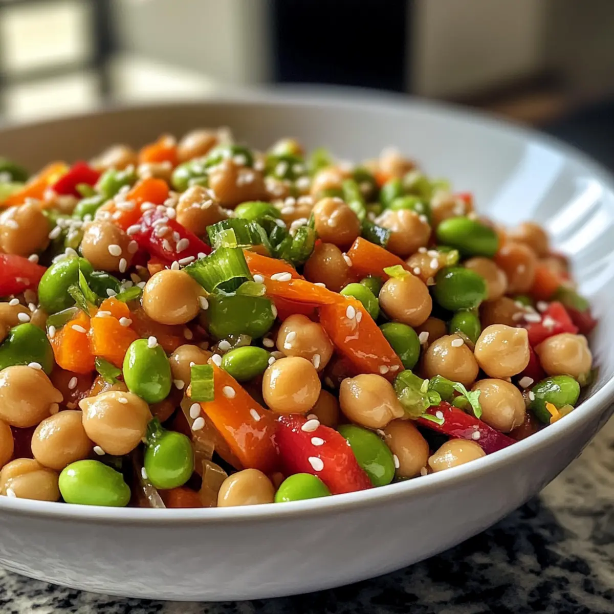 Chickpea Edamame Salad with Ginger Sesame Vinaigrette Magic