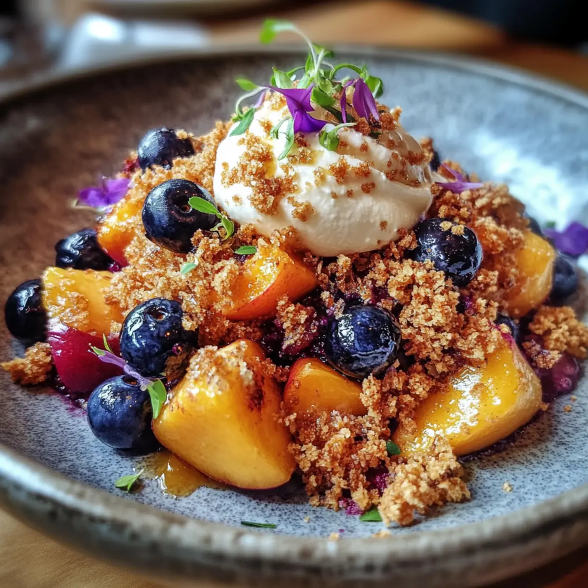 Summer Bliss: Irresistible Blueberry Peach Crumble Delight