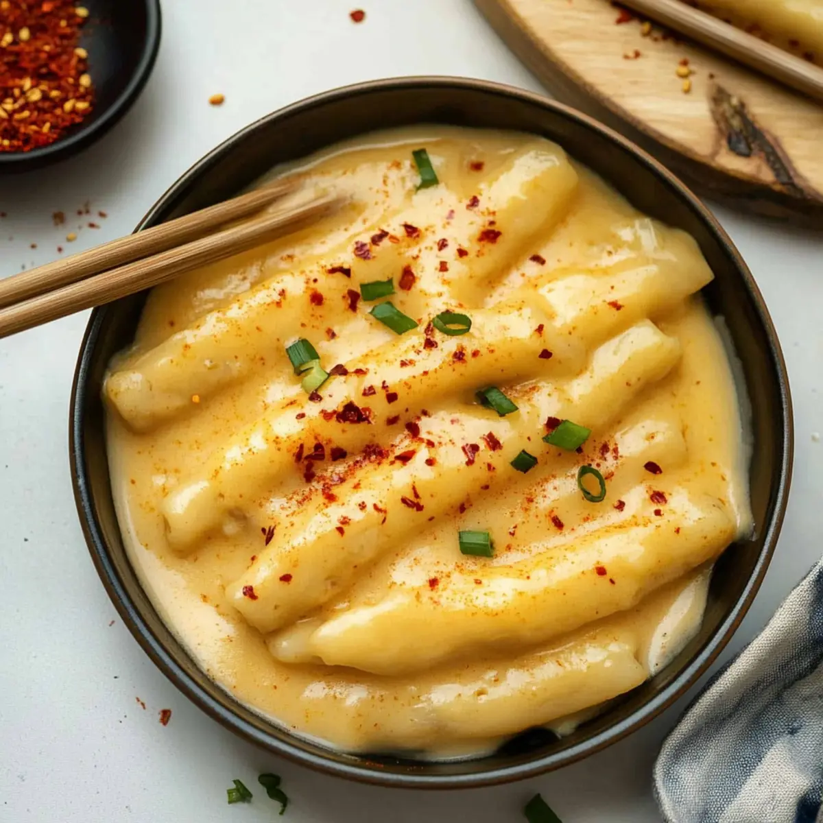 Vegan Cheese Tteokbokki: Comforting Cheesy Korean Delight