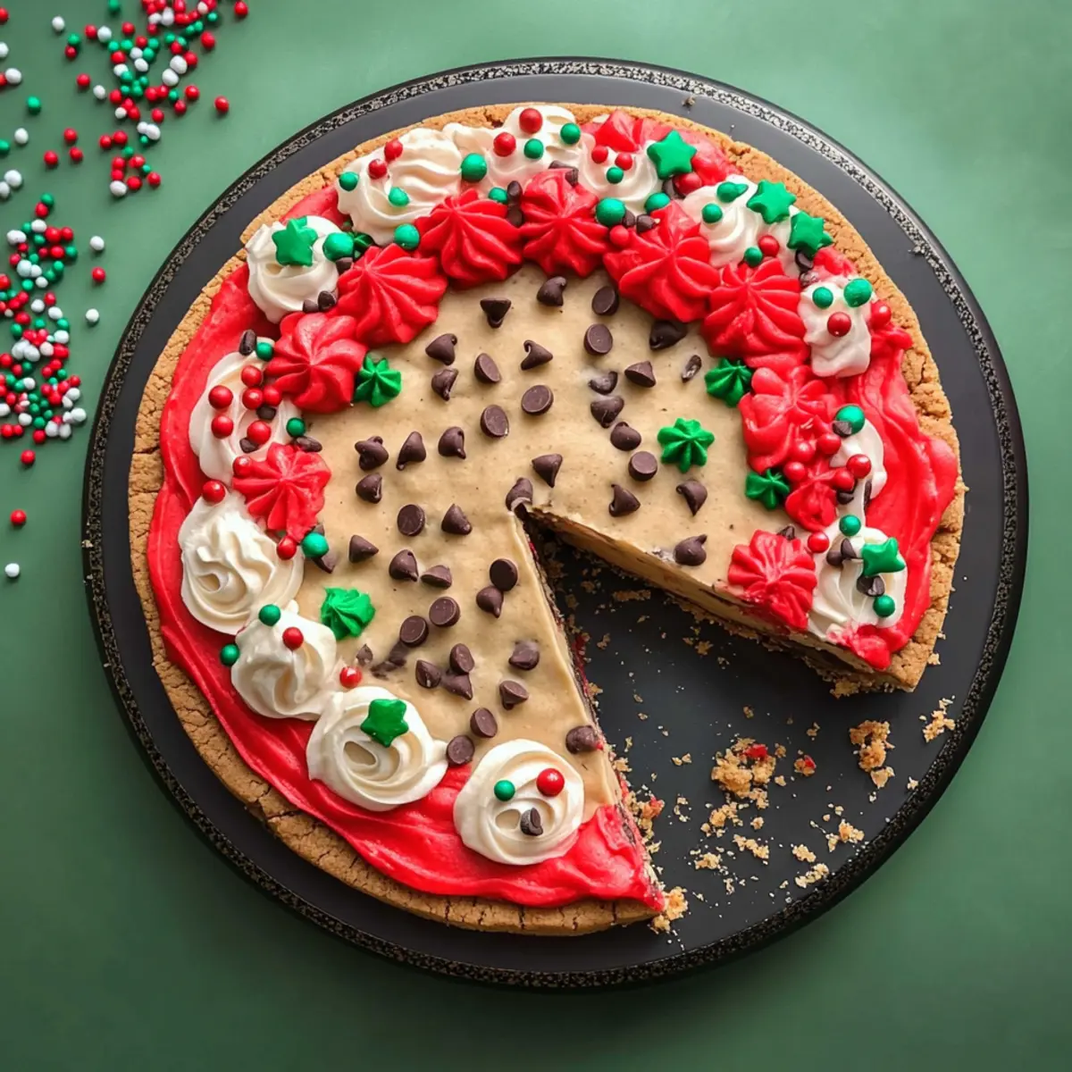 Giant Christmas Wreath Cookie Cake