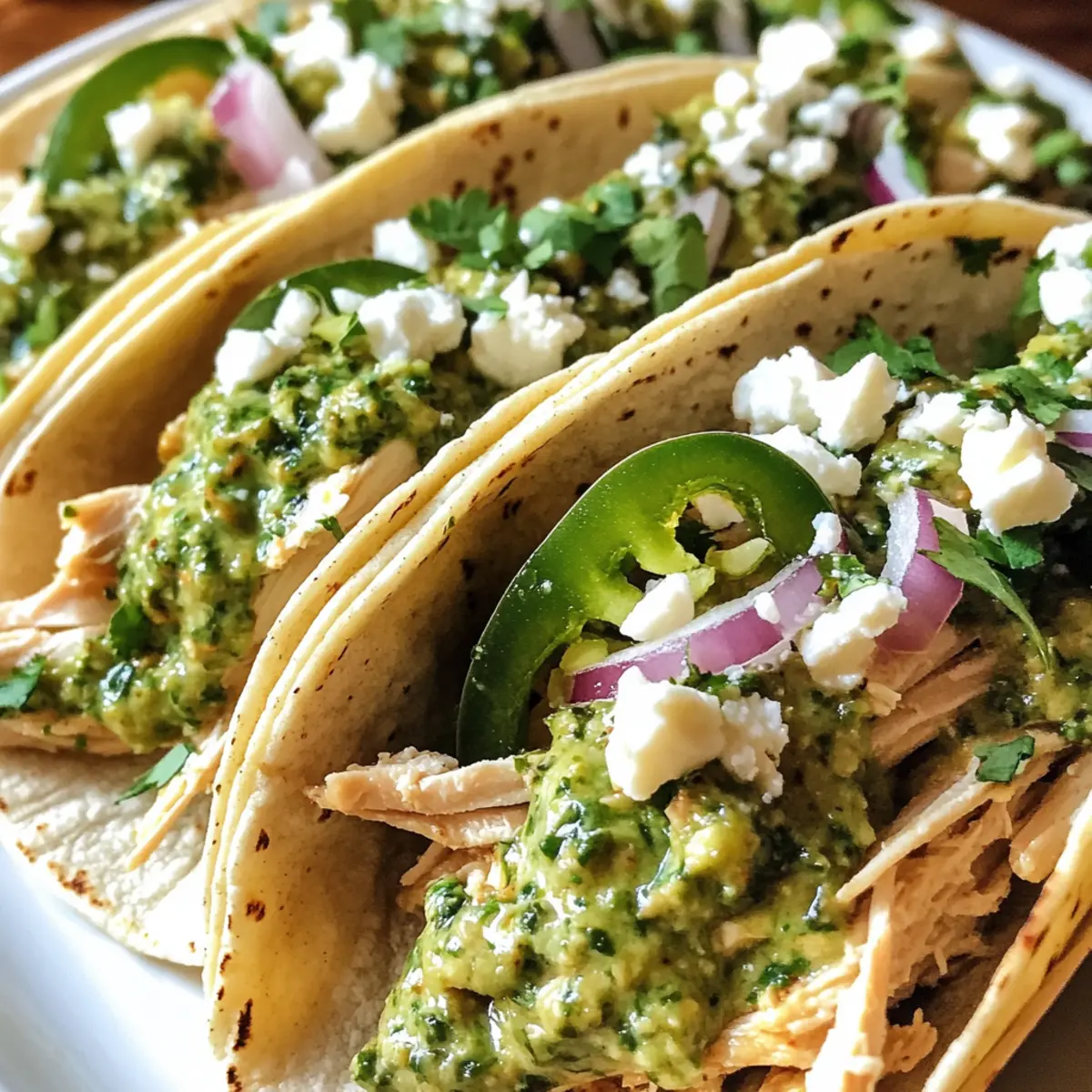 Shredded Chicken Tacos with Creamy Chimichurri Sauce Bliss
