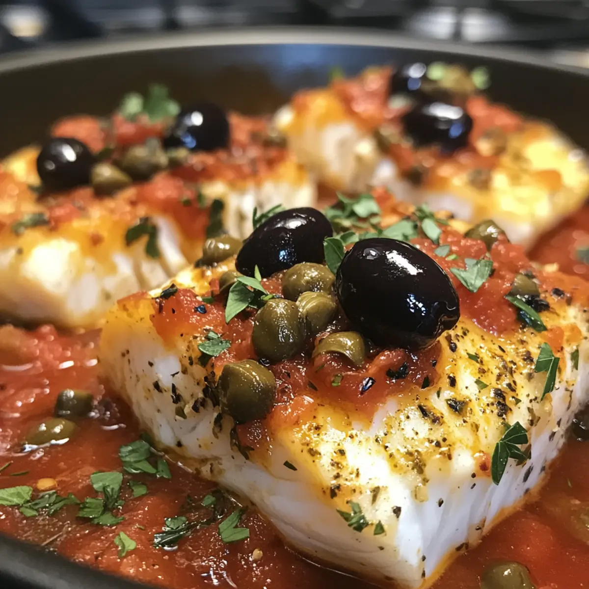 Savory Cod Provençal with Tomatoes, Capers and Olives Bliss