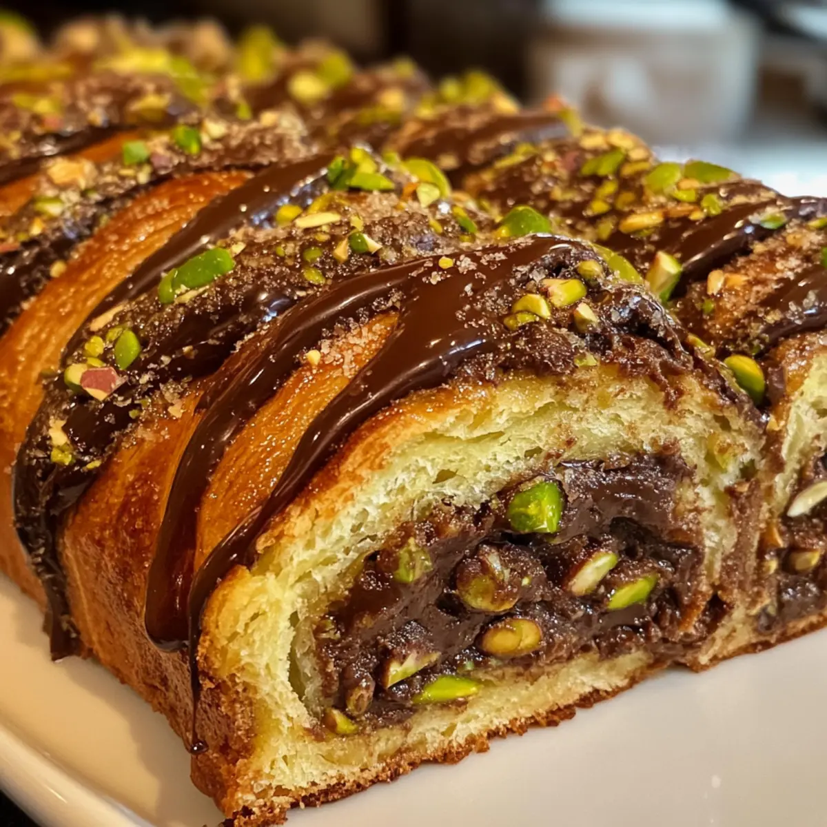 Pistachio Chocolate Babka Pull Apart