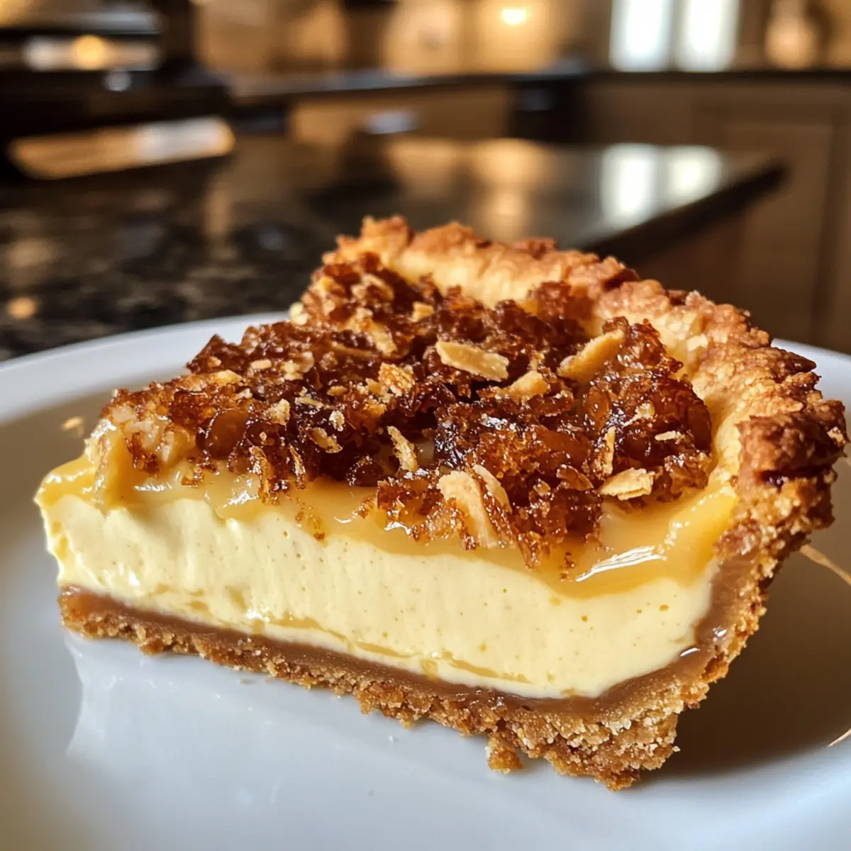 Creamy Eggnog Crème Tart with Caramel Shards for the Holidays