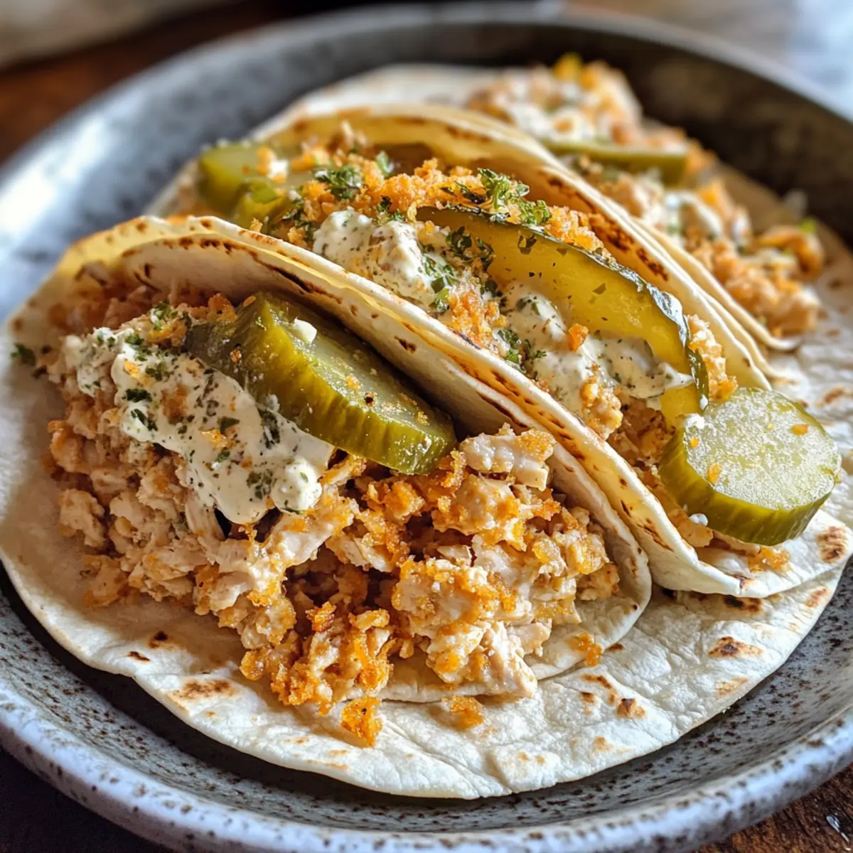 Dill Pickle Ranch Smash Chicken Tacos with Crispy Cheese Bliss