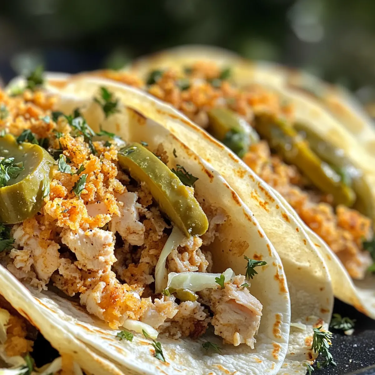 Dill Pickle Ranch Smash Chicken Tacos with Crispy Cheese Bliss