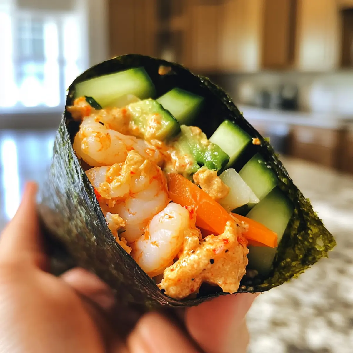 Spicy Shrimp Sushi Hand Roll: Quick, Easy, and Deliciously Fun