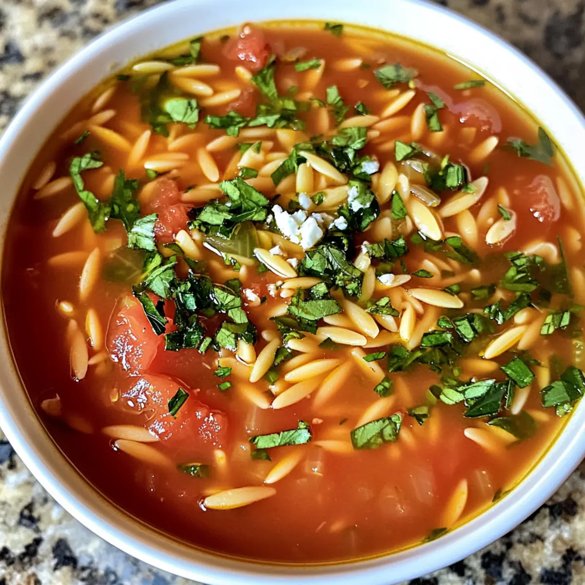 Comforting Greek Tomato & Orzo Soup That’s Ready in 30 Minutes