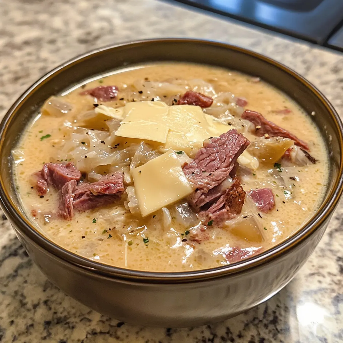 Creamy Keto Reuben Soup: A Cozy Low-Carb Delight