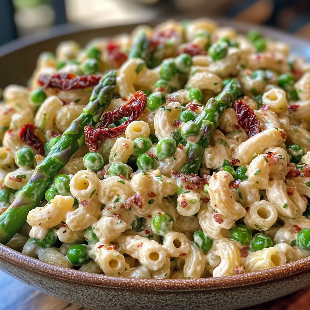 Lemon-Dijon Asparagus and Pea Macaroni Salad for Spring Vibes