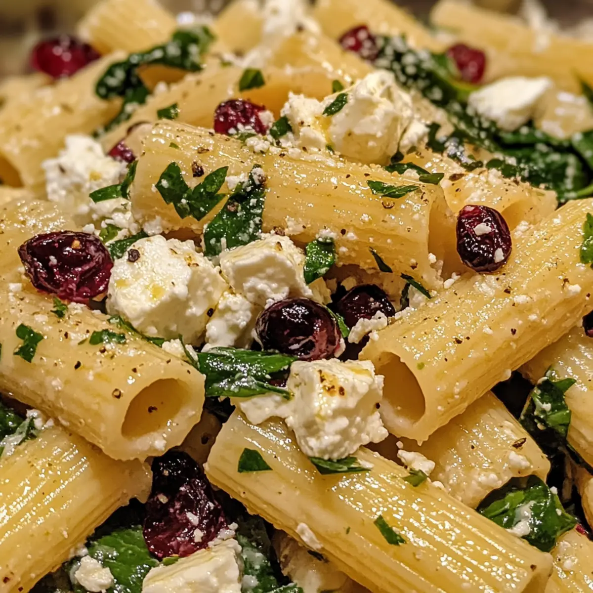 Feta & Cranberry Rigatoni Salad with Zesty Lemon Vinaigrette