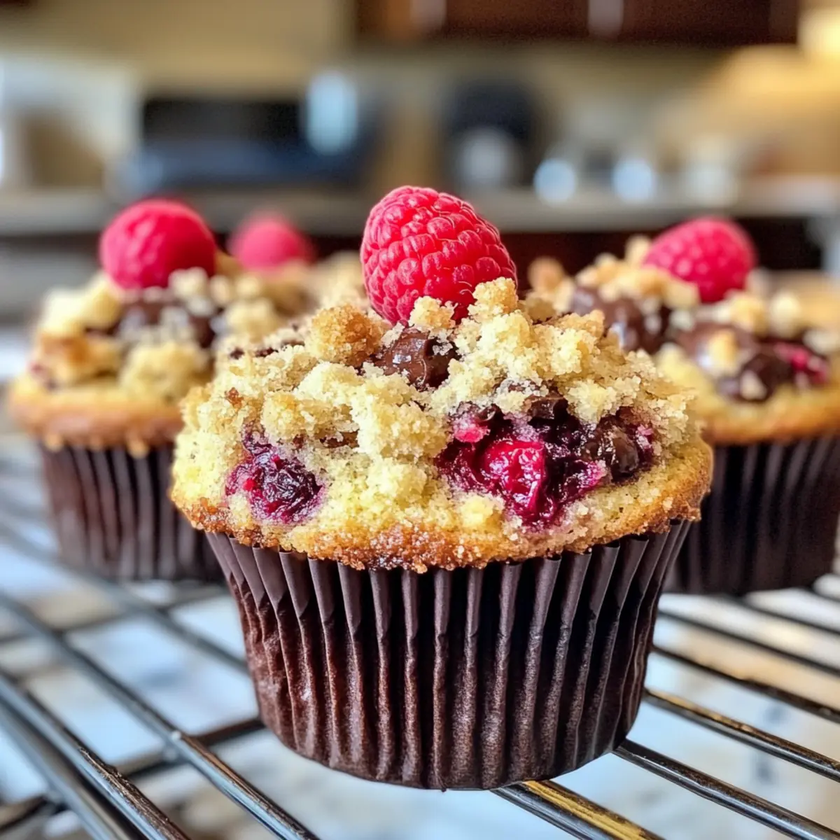 Decadent Dark Chocolate Chunk Raspberry Crumb Muffins to Indulge in