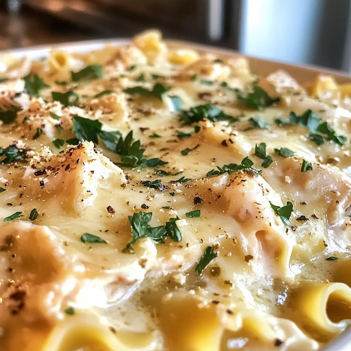 Creamy Roasted Garlic White Chicken Lasagna Soup Bliss