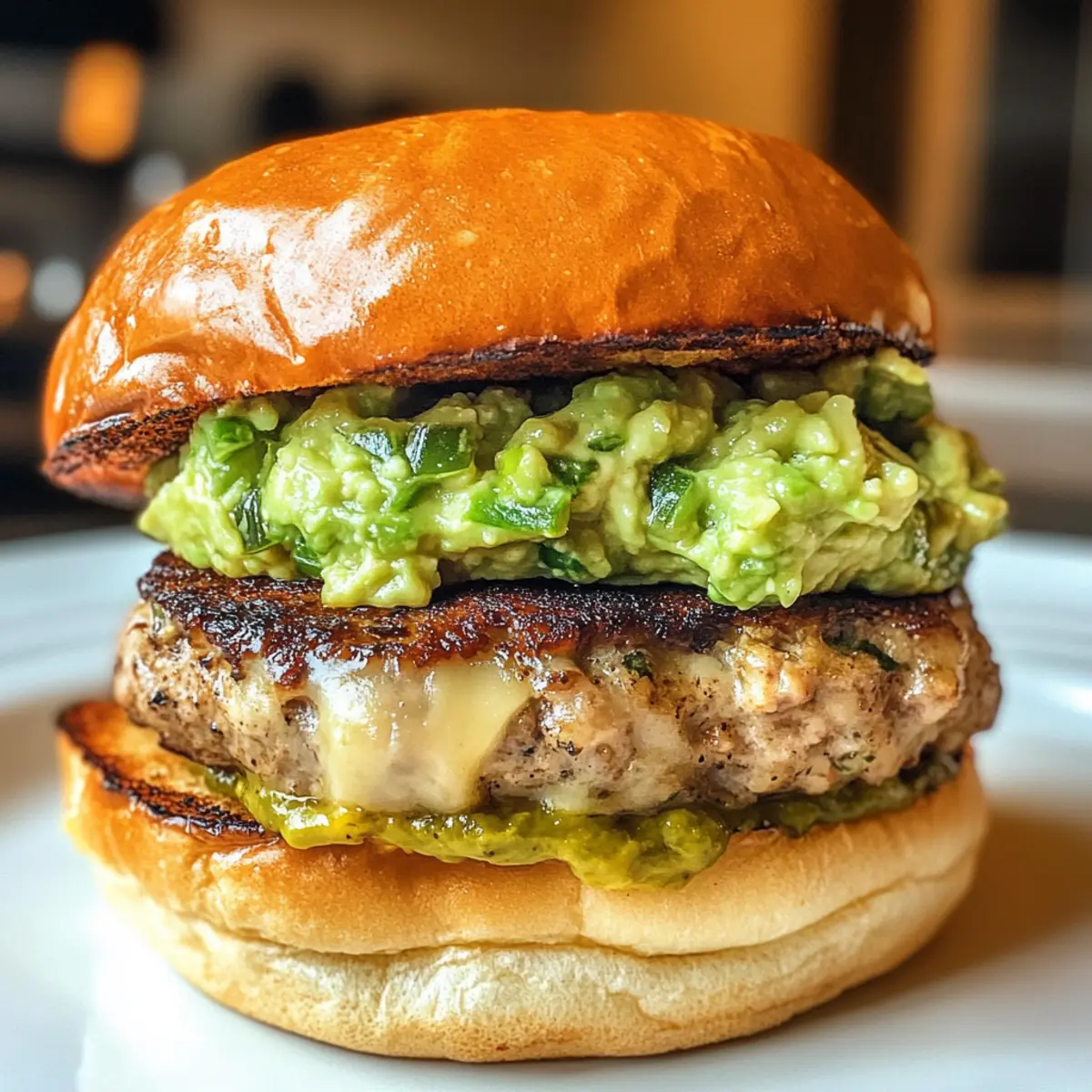 Stuffed Southwest Turkey Burgers with Pepper Jack & Guacamole