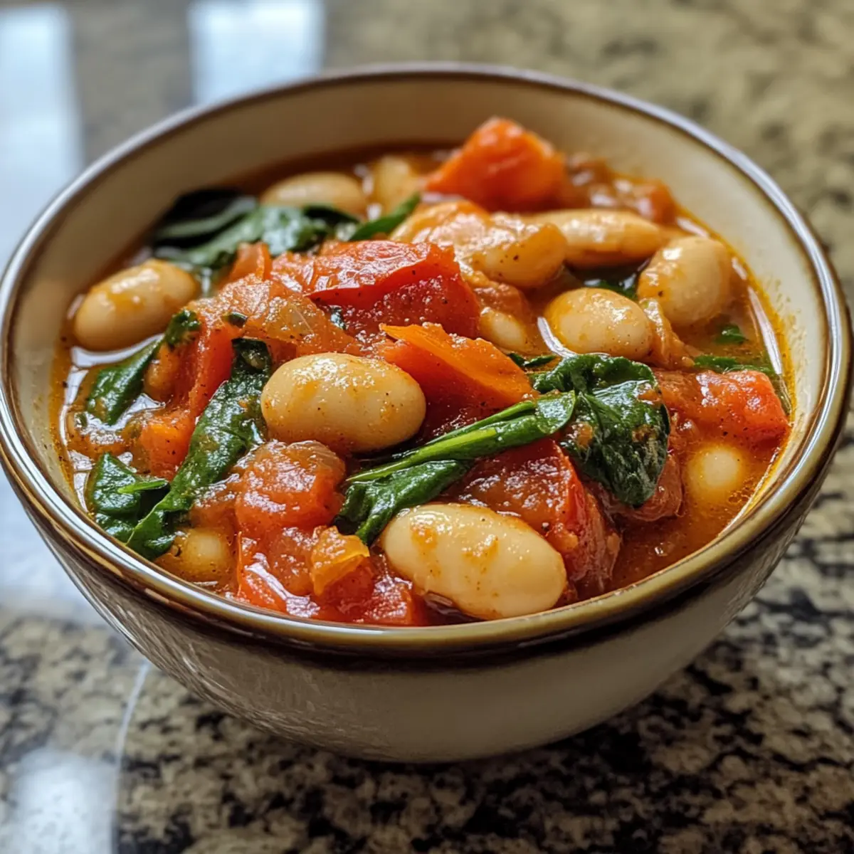 Hearty Roasted Tomato, White Bean and Spinach Stew Bliss