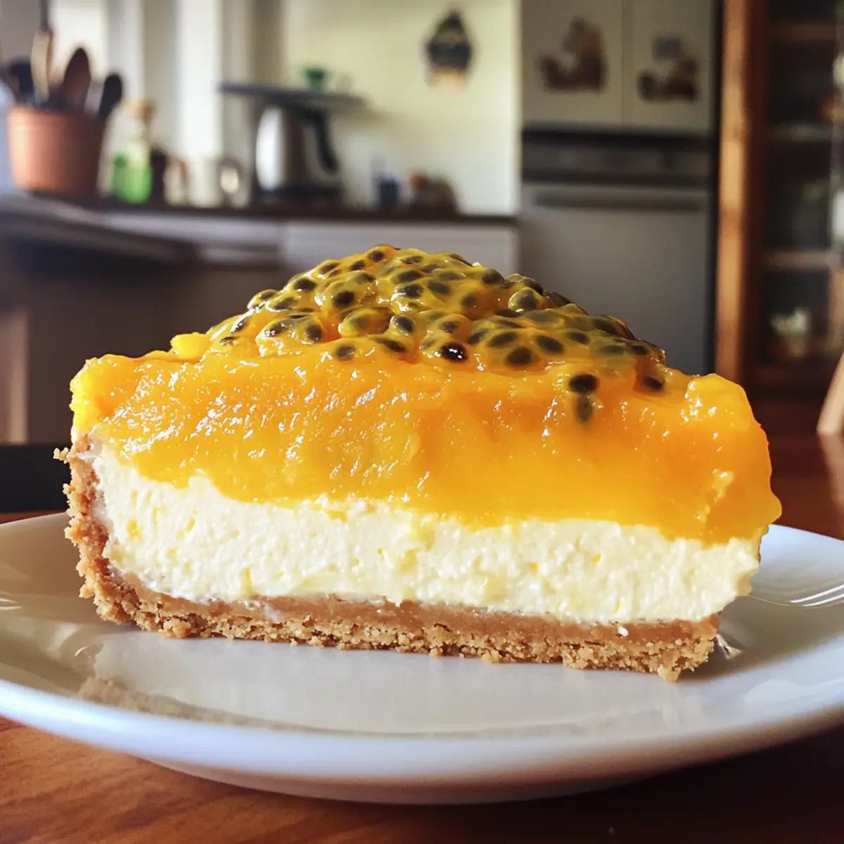 Tropical Passion Fruit & Mango Cheesecake with Gingersnap Crust