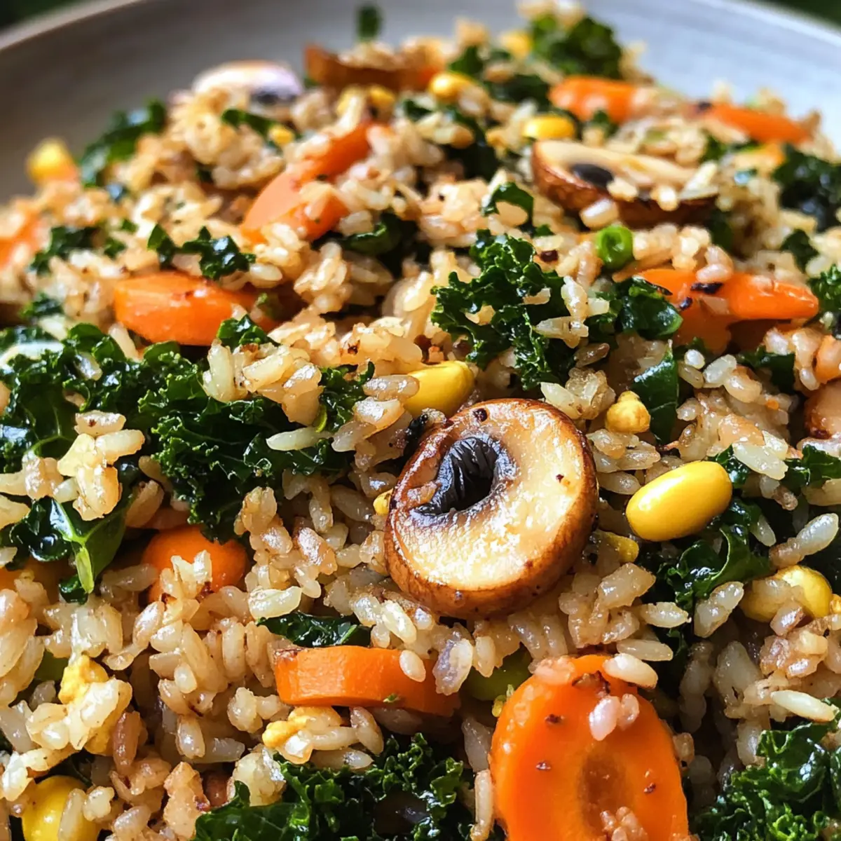 Crispy Kale and Shiitake Fried Rice for a Flavorful Boost