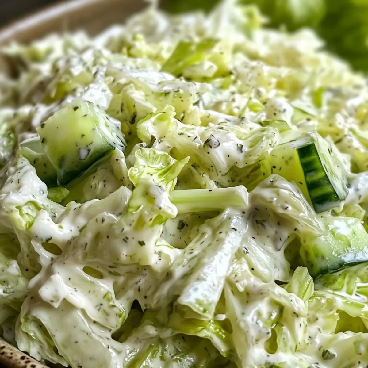 Zesty Creamy Peppery Coleslaw with Cucumbers and Celery Delight