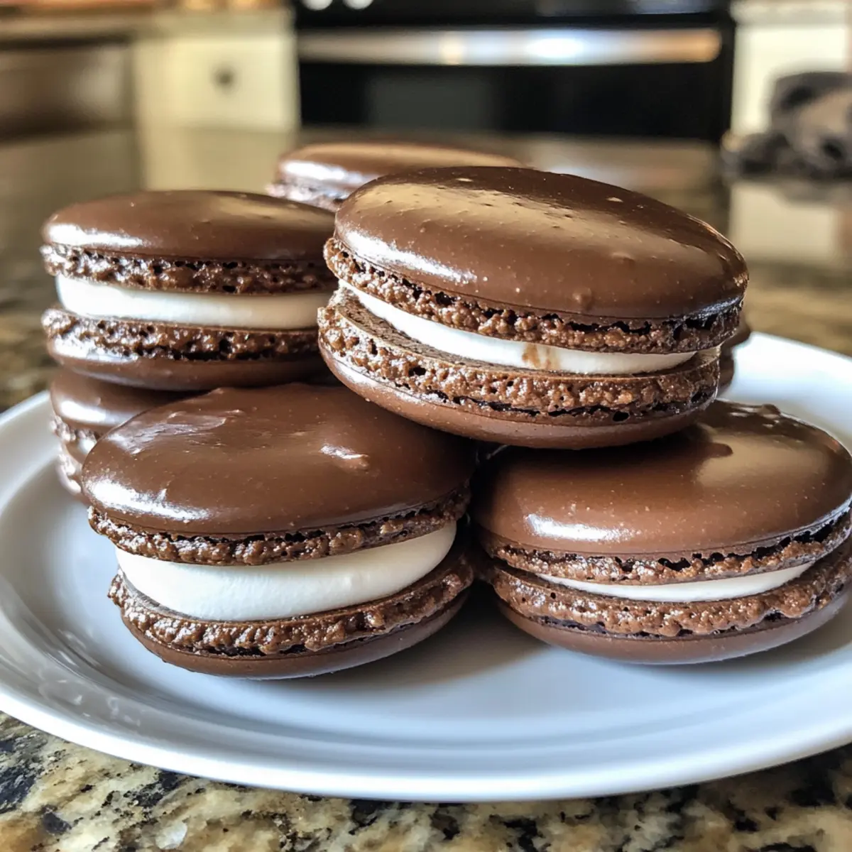 Decadent Chocolate French Macarons with Marshmallow Bliss