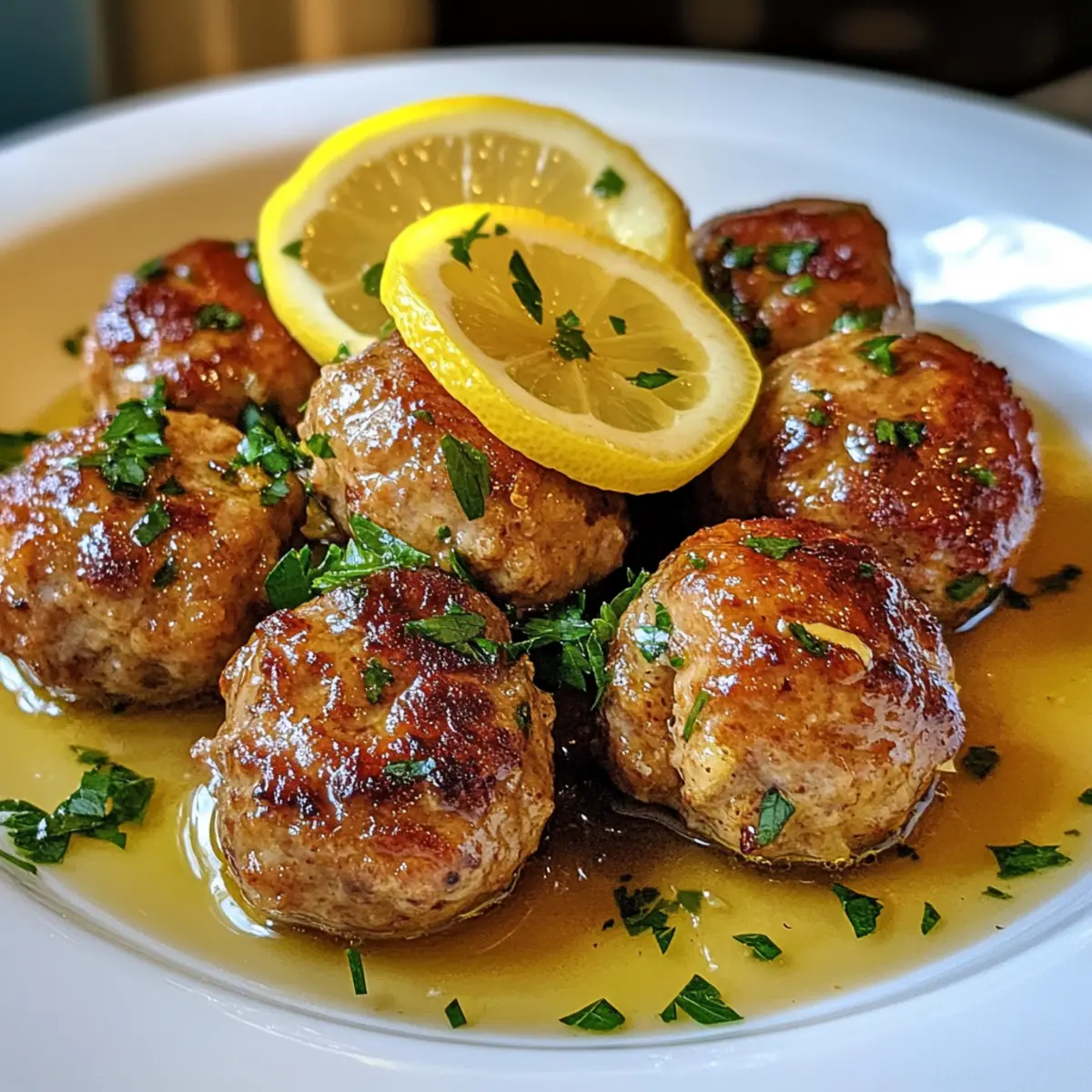 Savory Chicken Romano Meatballs with Lemony White Wine Sauce
