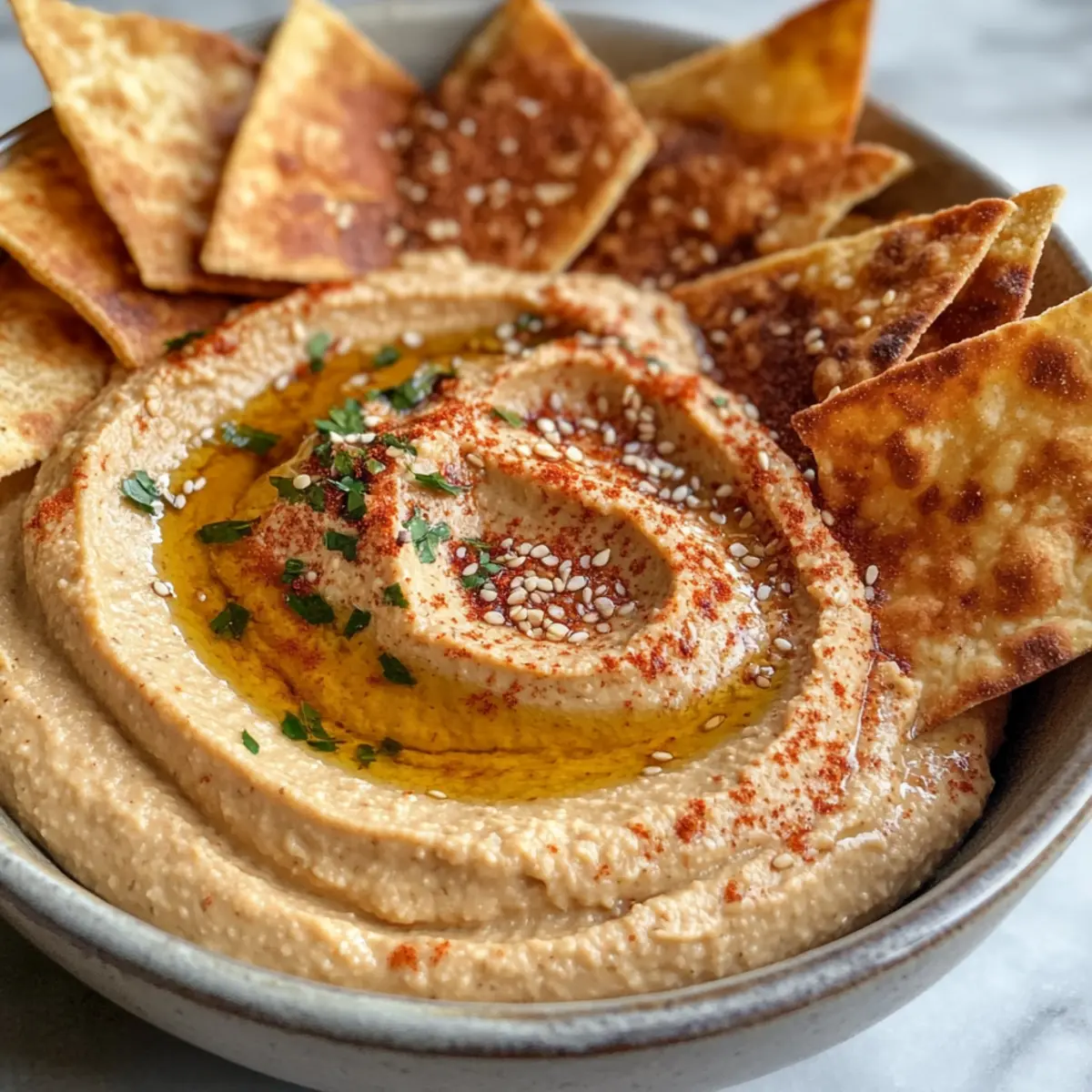 Creamy Miso Hummus with Shichimi Togarashi Spiced Pita