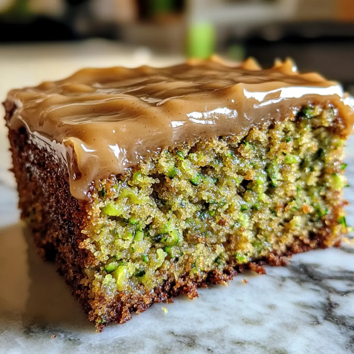 Sweet Glazed Zucchini Cake with Brown Sugar Icing Delight