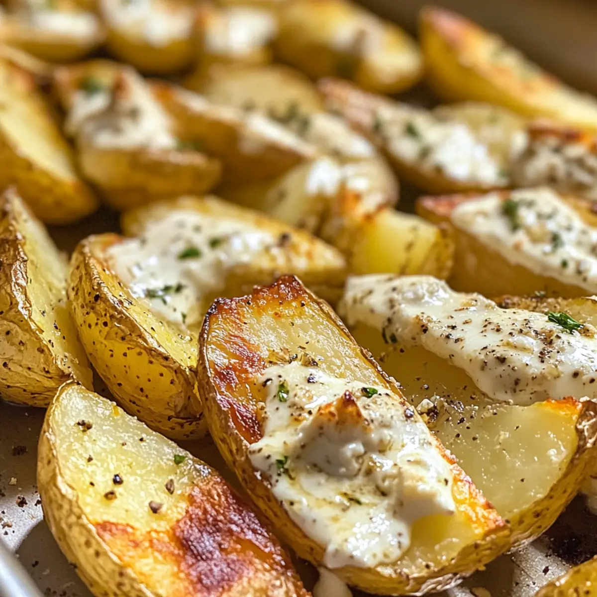 Roasted Potatoes in a Melted Goat Cheese Dressing Delight
