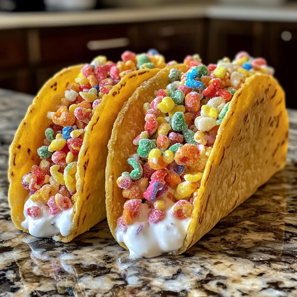 Crispy Fruity Pebbles Cheesecake Tacos