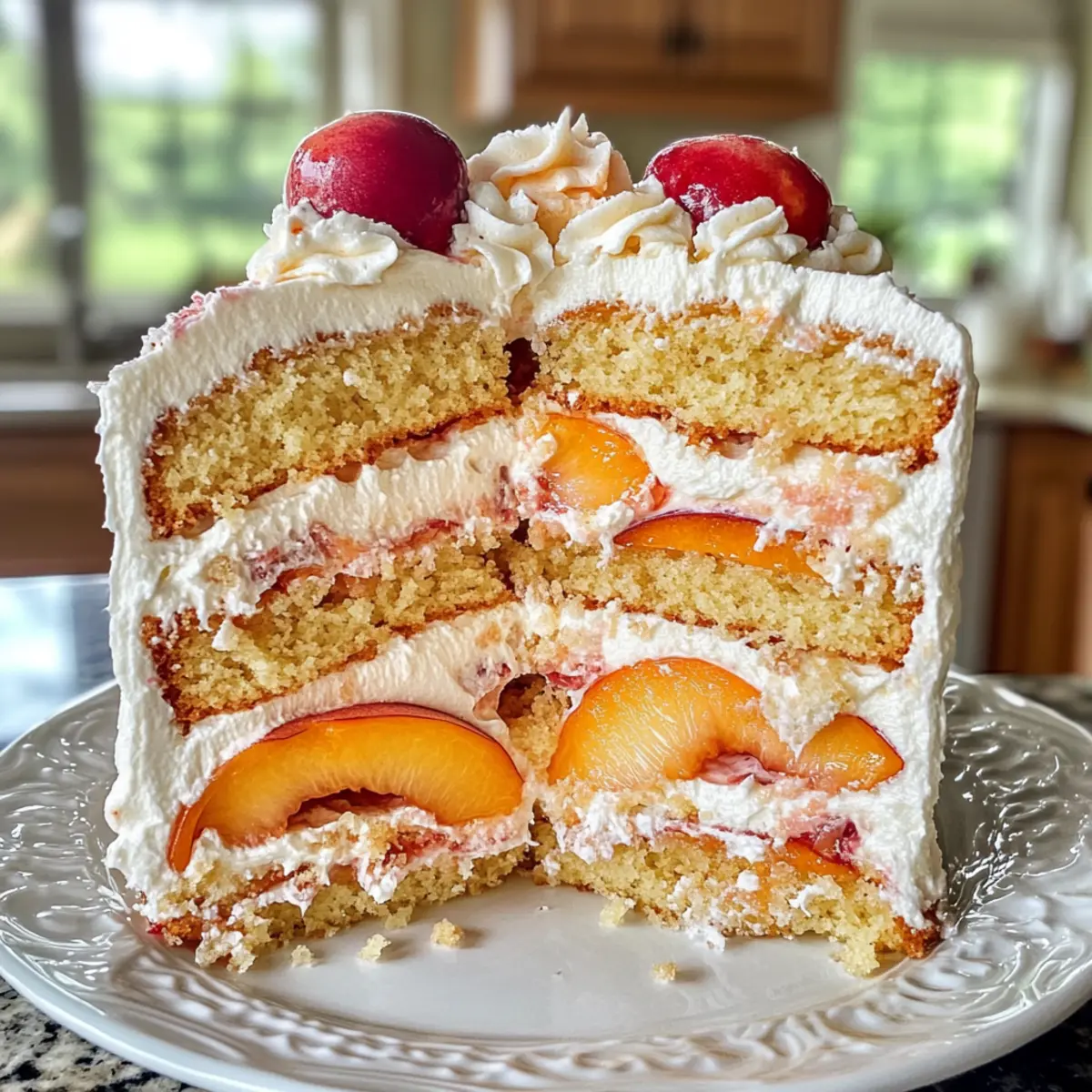 Peach Blossom Cake with Sweet Cream Layers: A Summer Delight