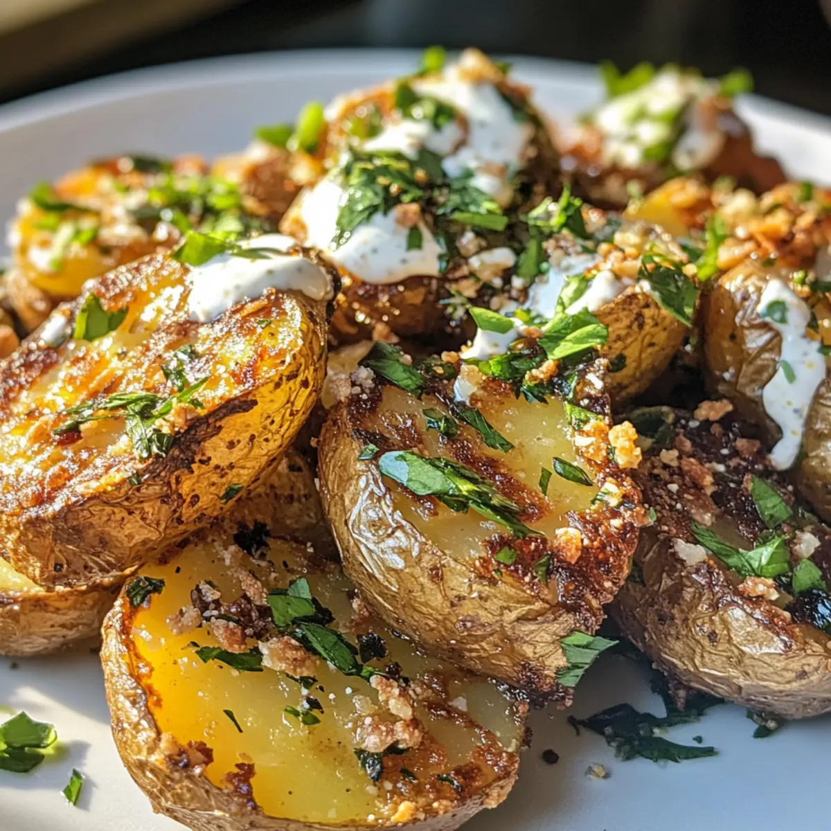 Crispy Za’atar Smashed Potatoes with Creamy Tahini Yogurt Delight