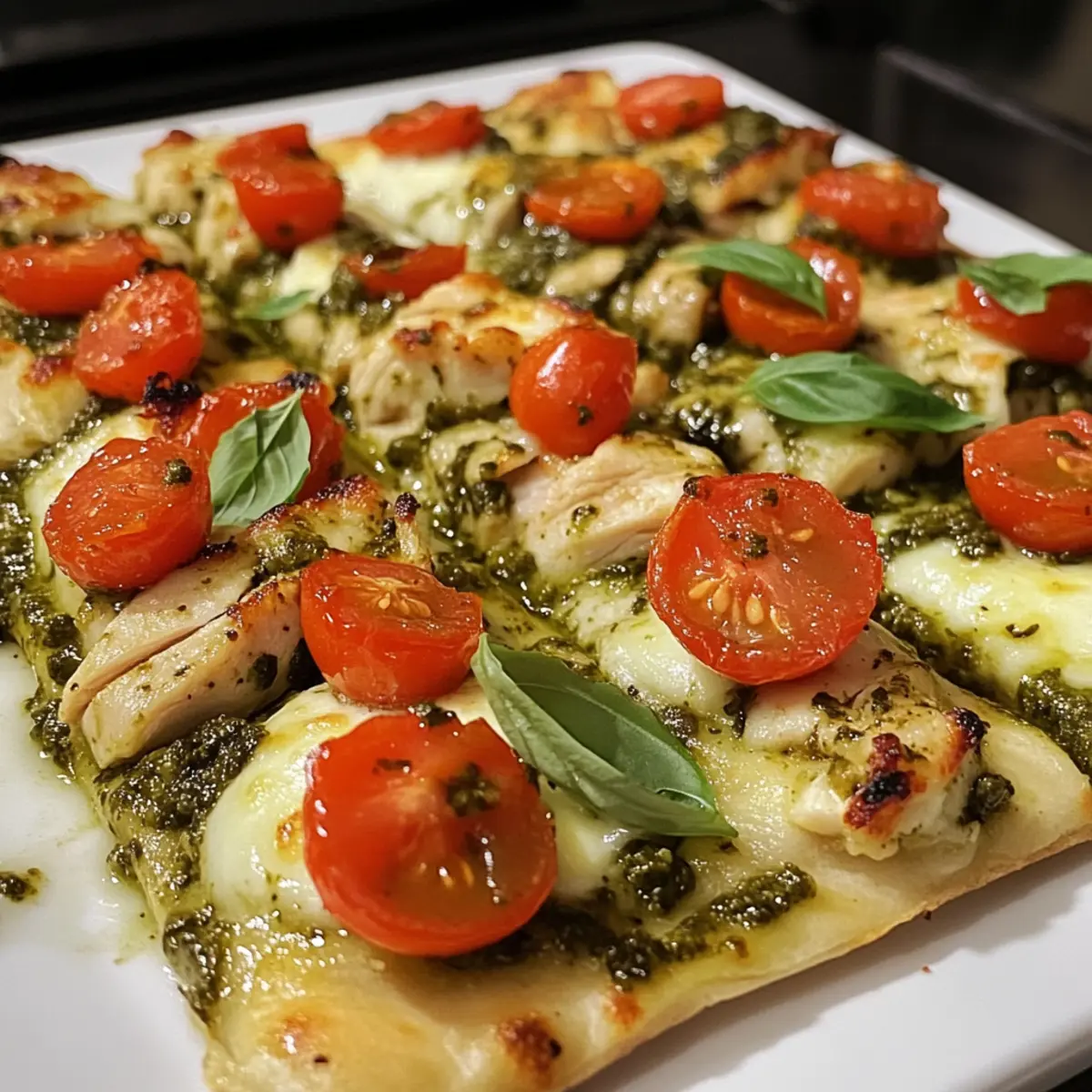 Pesto Chicken Flatbread with Mozzarella: Quick & Delicious Dinner