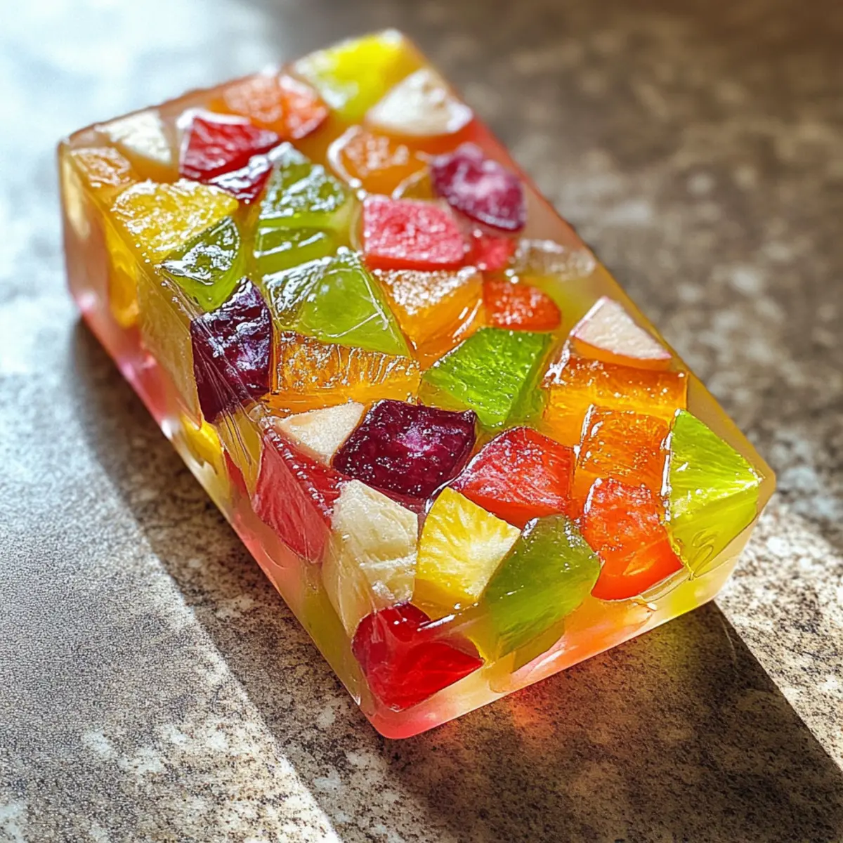 Vintage Mosaic Fruit Jelly Dessert: A Colorful No-Bake Treat